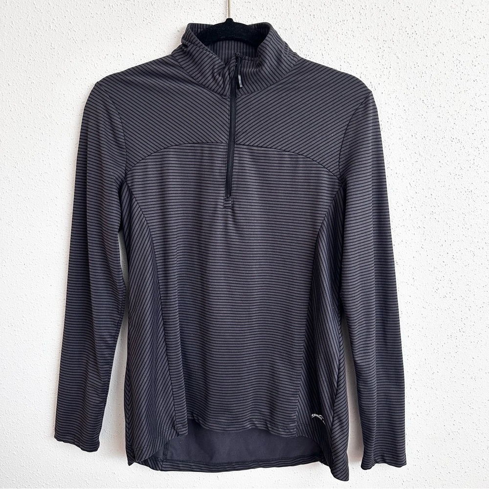 Eddie Bauer Women’s 1/4 Zip Striped Long Sleeve Pullover Sz S Gray